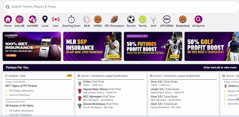 BetParx Sports Dashboard