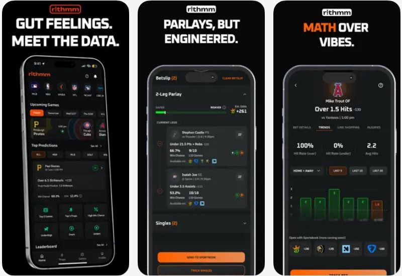 app store rithmm betting model ai predictive value betting nfl nba mlb nhl golf college sports