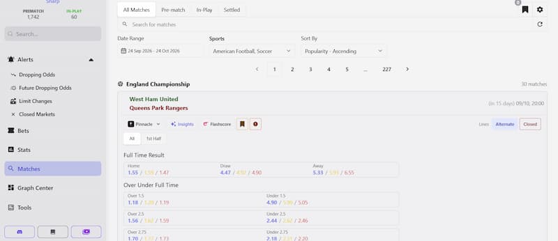 BetUnfair Match Search