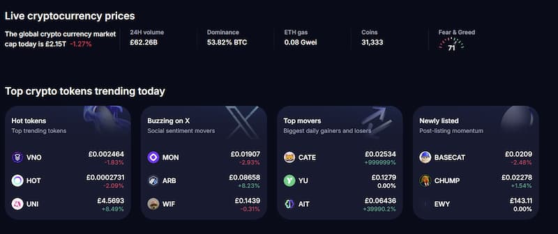 Crypto.com Live Crypto Prices