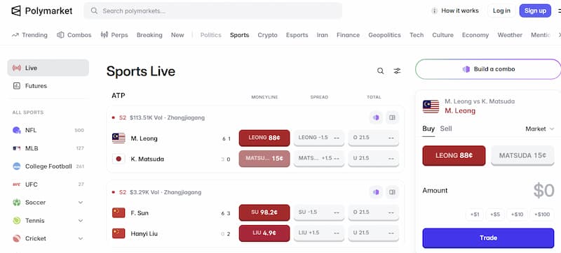 Polymarket Live Sports Trading Dashboard