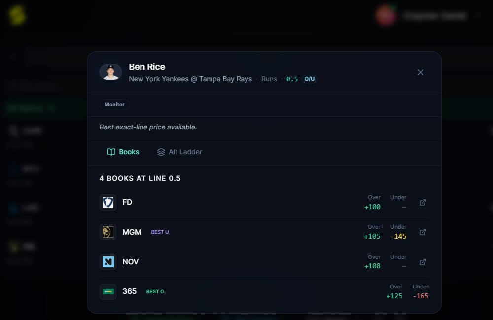 statyx line shopping sports betting baseball props run lines